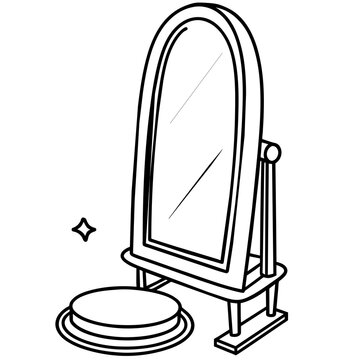 recommend clip art: Minimal Black and White Line Art Mirror