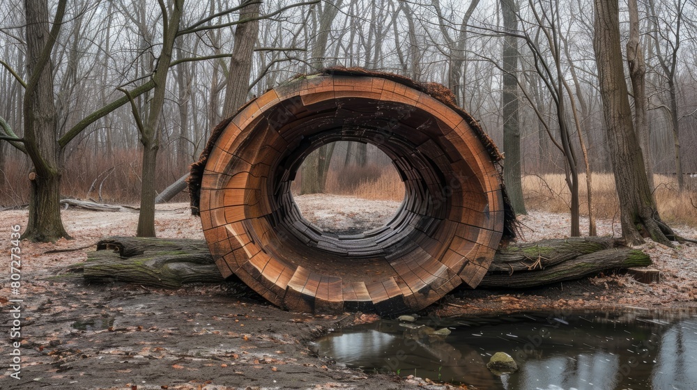 Aufkleber a large log bridge spans a small body of water. the bridge is surrounded by trees and he is a natura