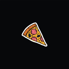 A piece of pizza hand-drawn. Vector illustration.