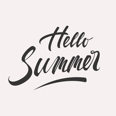 Hello Summer Lettering vector card