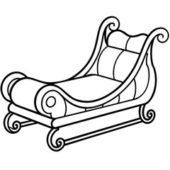 Classic Santa Claus Sleigh Line Drawing: Festive Graphics with Ornate Detailing and Presents