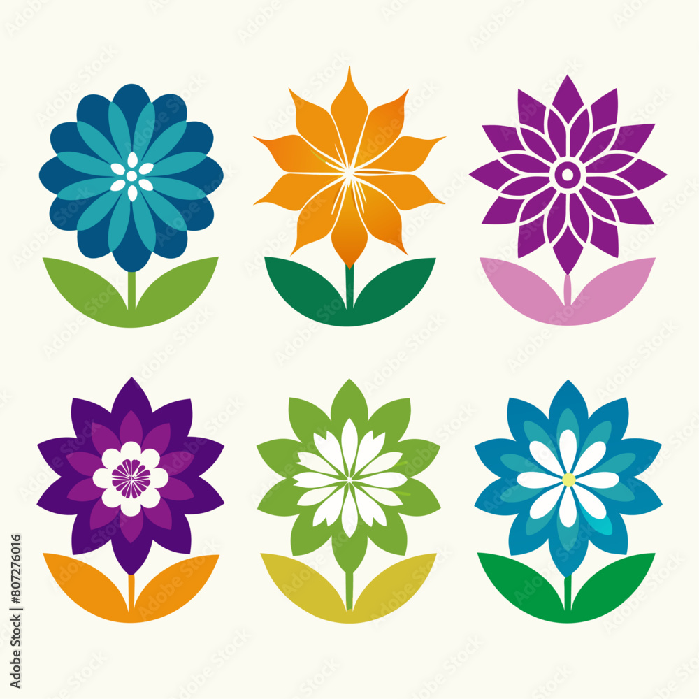 Wall mural create-a-set-of-flower-icon-vector-art-illustratio (87)