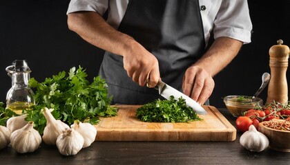 cocinero picando perejil