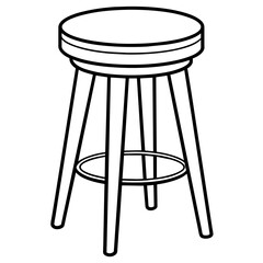 Four-Legged Stool with Round Seat Line Drawing: Minimalist Furniture Graphics for Print and Digital Projects