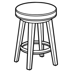 Four-Legged Stool with Round Seat Line Drawing: Minimalist Furniture Graphics for Print and Digital Projects