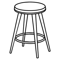 Four-Legged Stool with Round Seat Line Drawing: Minimalist Furniture Graphics for Print and Digital Projects