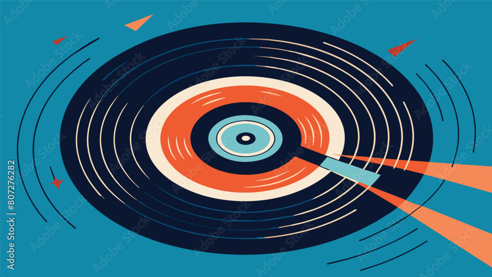 Poster we see the record spin in slow motion creating a hypnotizing visual as the music plays at a normal s