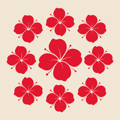 Fototapeta premium minimal Hibiscus flower set vector art illustration (28)