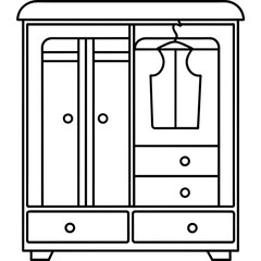 Wardrobe with Drawers Vector Illustration for T-shirt design, Hoody Design, Pillow Cover Design - High-Quality Printable Graphics, SVG Files