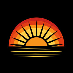 morning Sunrise logo vector art illustration on a morning weather solid white color background (17)