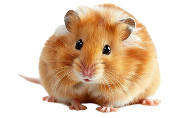 Fluffy Syrian Hamster Beauty on transparent background.