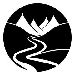 River with mountain vector clipart illustration (3)