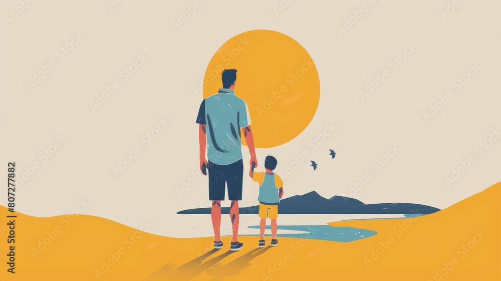 Poster minimalist father's day design with simple graphics and clean typography