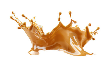 Fototapeta premium Golden liquid sweet melted caramel splash isolated on white or transparent background