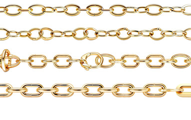 Golden chain border Seamless luxury chains of dif isolated on white or transparent background