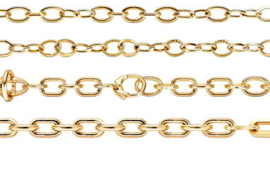 Golden chain border Seamless luxury chains of dif isolated on white or transparent background