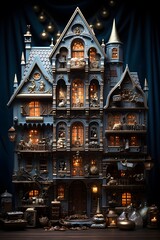3D rendering of a fairy tale scene with a fantasy house.