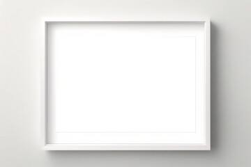 Fototapeta premium Realistischer leerer rechteckiger weißer Rahmen mit Passepartout auf grauem Hintergrund, Rand für Ihr kreatives Projekt, Mock-up-Muster, Vektordesignobjekt