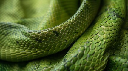 background print green snake skin close up.