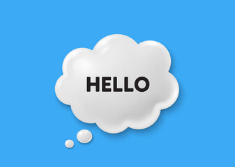 Hello welcome tag. Comic speech bubble 3d icon. Hi invitation offer. Formal greetings message. Hello chat offer. Speech bubble comic banner. Discount balloon. Vector