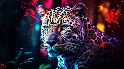 Colorful leopard vibrant wallpaper, 4k panthera background hd