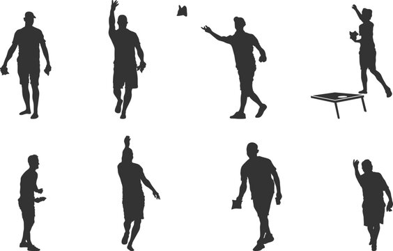 Cornhole players silhouette, Cornhole players svg, Cornhole svg, Cornhole player silhouettes, Cornhole sport silhouettes.