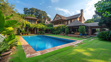 Luxury Home Backyard with Swimming Pool