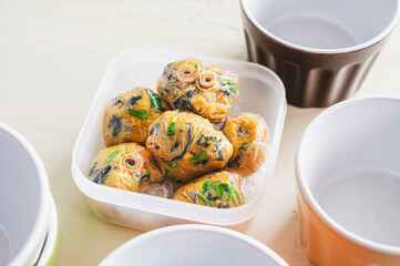 保存容器に入れた味噌玉