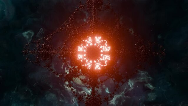 Alien star seed fractal sun, 3d animation seamless loop