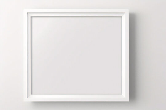Realistischer leerer rechteckiger wei&szlig;er Rahmen mit Passepartout auf grauem Hintergrund, Rand f&uuml;r Ihr kreatives Projekt, Mock-up-Muster, Vektordesignobjekt