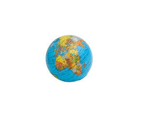 Model of the world lying on its side, globe or Earth isolated with no background. Africa, Europe, India, Turkey, Iran, Iraq. Horizontal. For text.