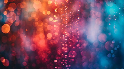 Colorful bokeh lights background with a gradient from red to blue