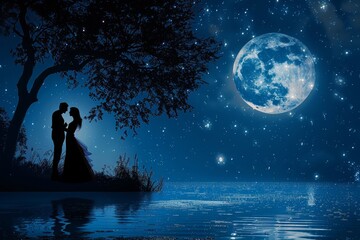 Couple dancing under the moonlight