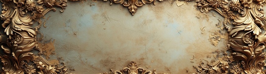 elegant golden floral carved vintage frame border background