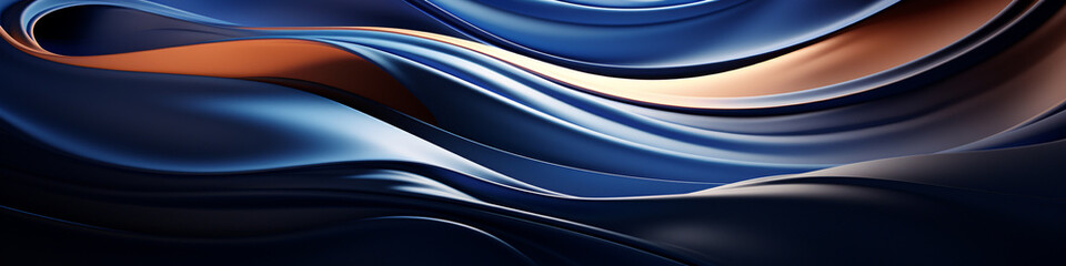 abstract illustration with a reflective liquid metal canvas in shades of navy blue
