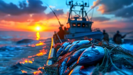 Marine fishing regulations set guidelines for sustainable management of aquatic resources. Concept Marine Fishing Regulations, Sustainable Management, Aquatic Resources, Guidelines - obrazy, fototapety, plakaty