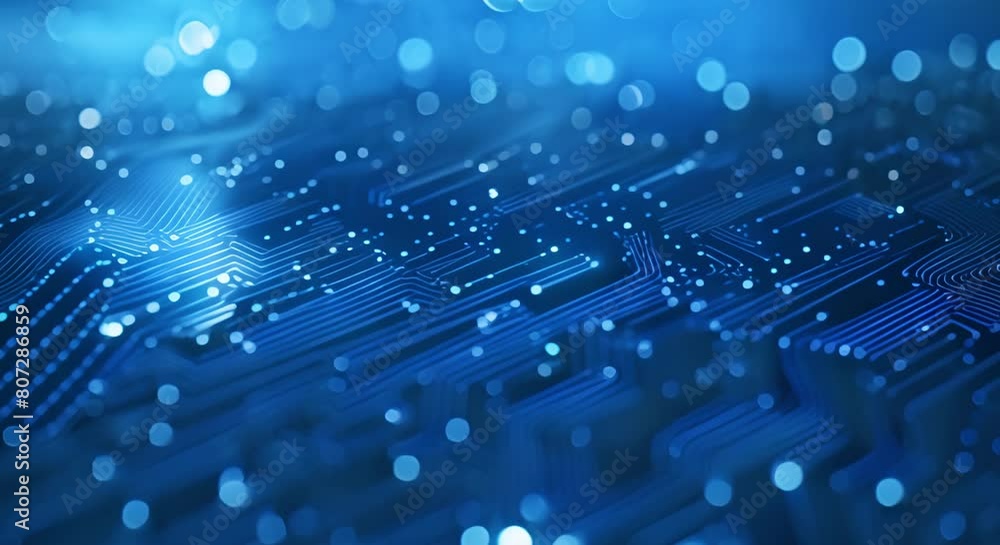 Poster futuristic blue blockchain background with 3d digital circuit board design . concept futuristic tech