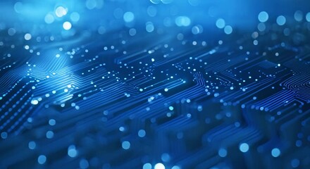 Futuristic blue blockchain background with 3D digital circuit board design . Concept Futuristic Technology, Blockchain Background, 3D Design, Digital Circuit Board, Blue Theme