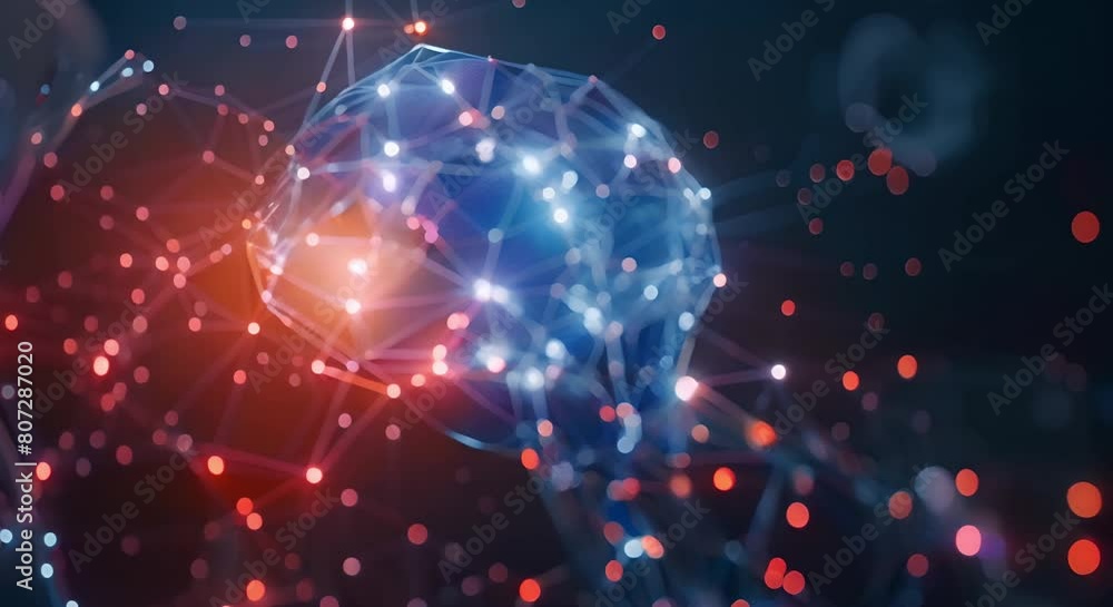 Poster exploring the concept of artificial intelligence in digital technology: a dark data background. conc