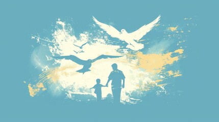 Symbolic Father's Day design featuring a father and child