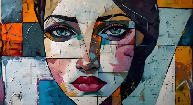 Abstract modern cubist painting of a woman perfect for wall art. Concept Modern Art, Cubist Style, Woman Portrait, Abstract Painting, Wall Decor