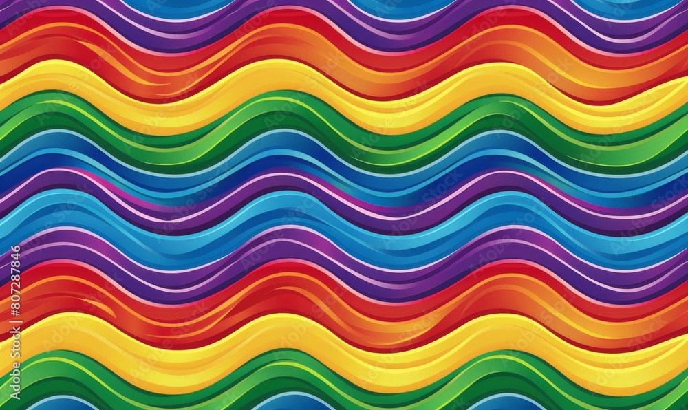 Poster wavy rainbow lines, with each line in one color and the next seamlessly blending into another genera