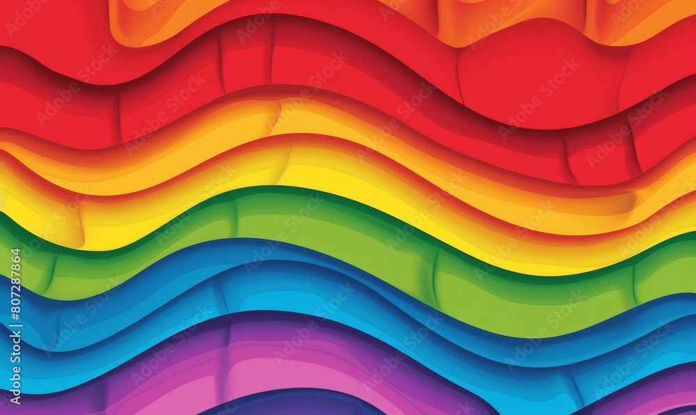 Poster wavy rainbow stripes, each with its own unique color and texture, creates an elegant yet playful des