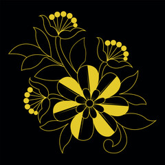 Hand-drawn flat design simple flower outline