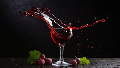 vino salpicando sobre una copa