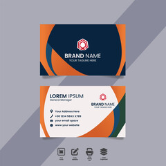 vector minimal, modern orange and dark blue  business card template