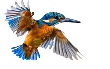 Naklejka premium Kingfisher flying isolated on white or transparent background