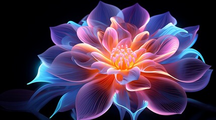 A neon flower, a digital representation of modern-day splendor.