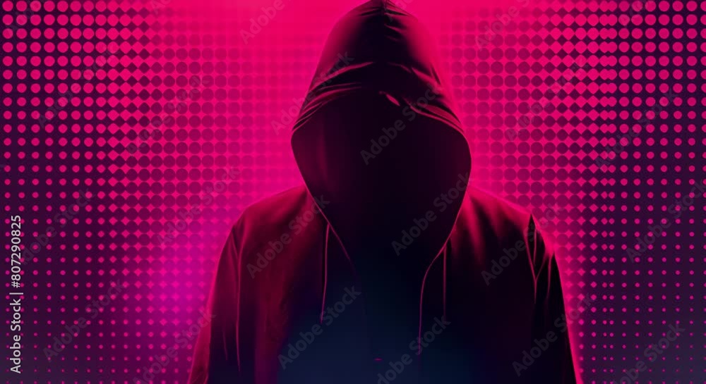 Poster portrait of a hacker with minimalist design and light fading. concept hacker portrait, minimalist de