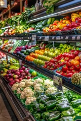 Obraz premium Fresh produce arranged neatly in a grocery store bright lighting